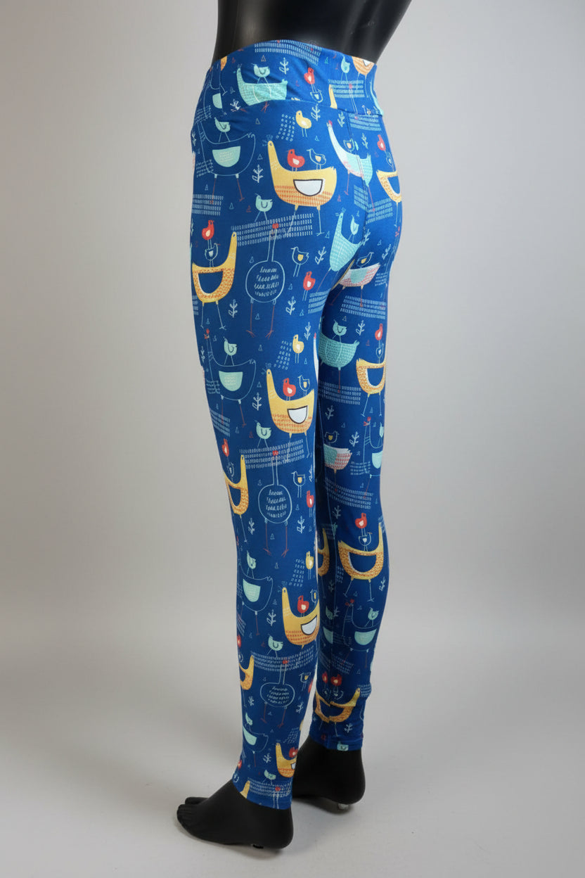 Hen & Chickens design full length stretch leggings