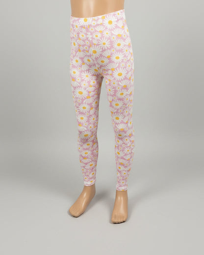 Daisy design pink full length stretch leggings