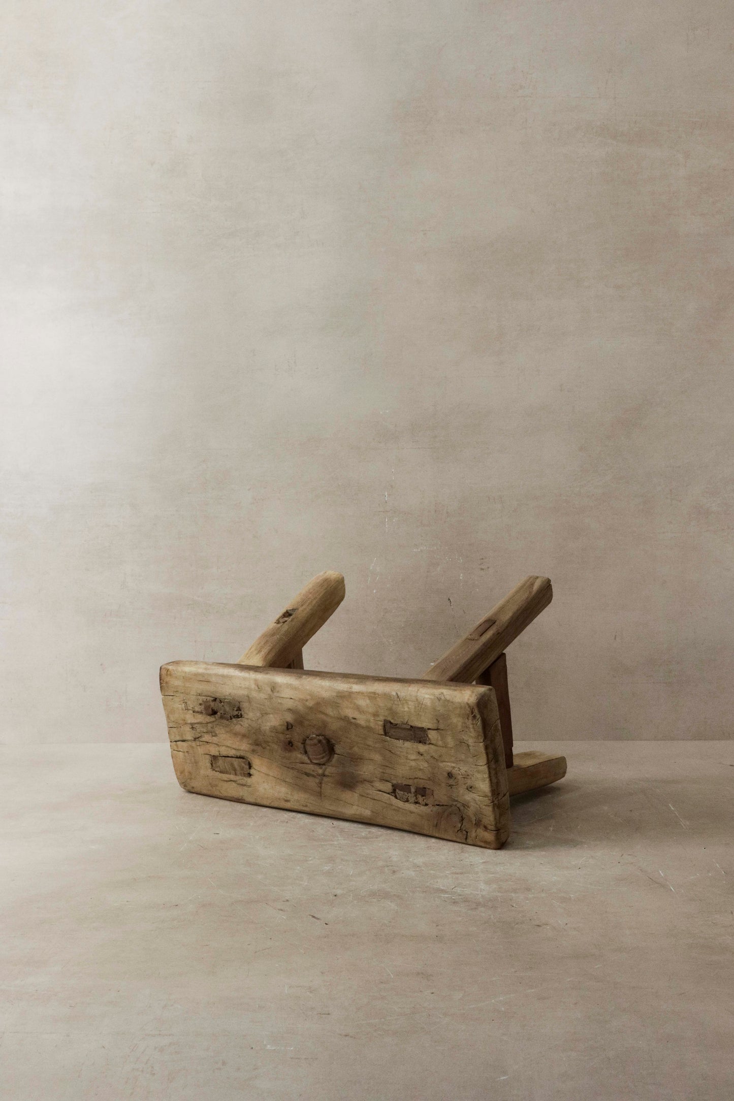 Vintage Rustic Elm Wood Stool - Small - No 13