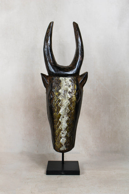 Mali Bull Mask with Repoussé Metal Work - 196.4
