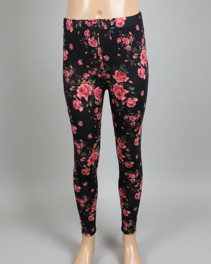Full length rose garden design stretch leggings