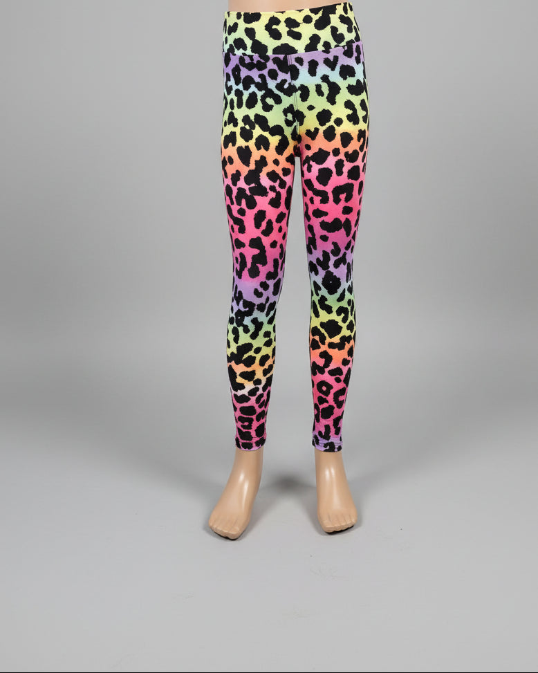 Neon rainbow leopard leggings