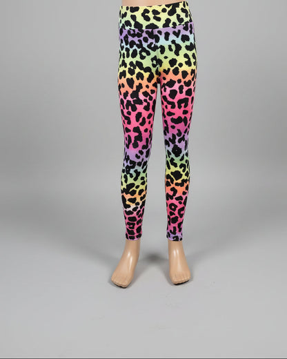 Neon rainbow leopard leggings