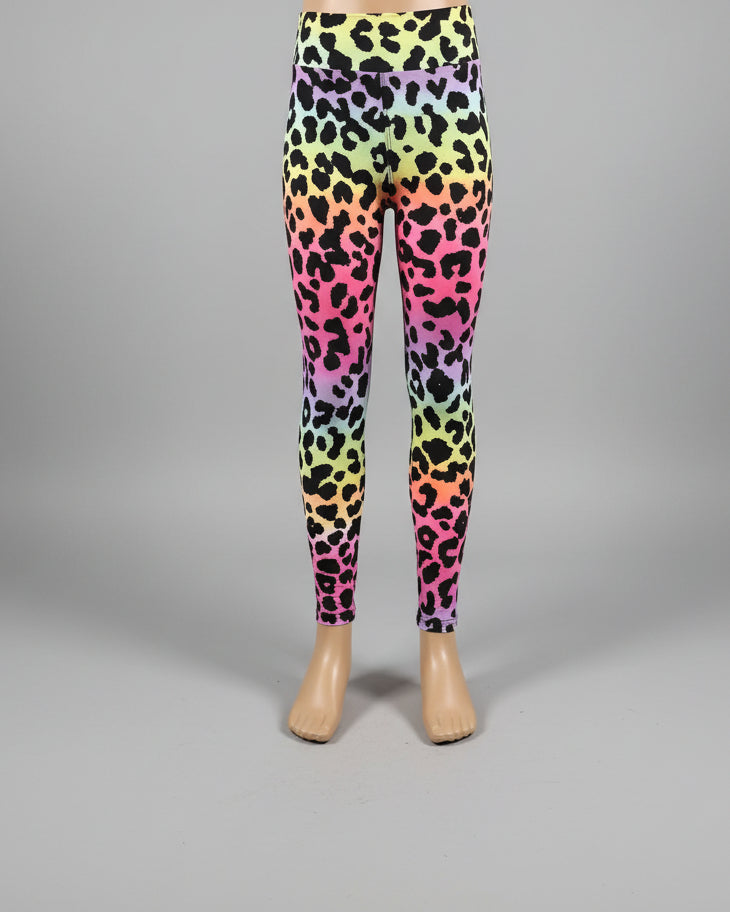 Neon rainbow leopard leggings