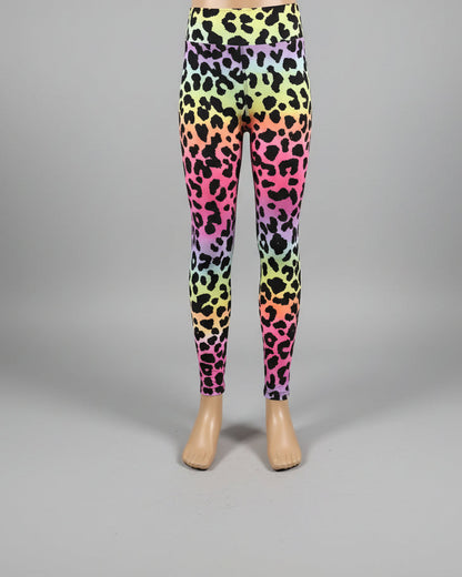 Neon rainbow leopard leggings