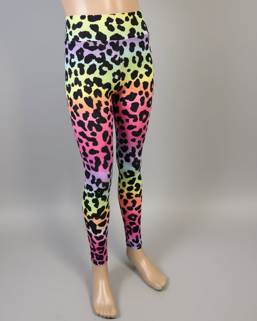 Neon rainbow leopard leggings