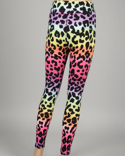 Neon rainbow leopard leggings