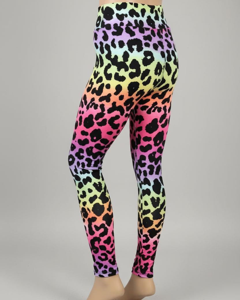 Neon rainbow leopard leggings
