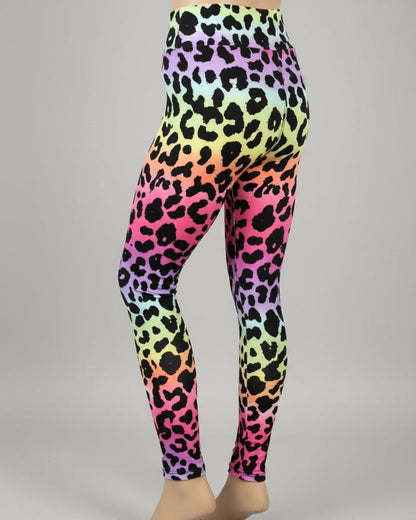 Neon rainbow leopard leggings
