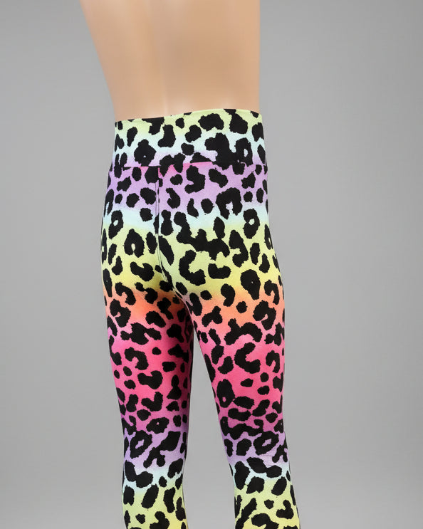 Neon rainbow leopard leggings