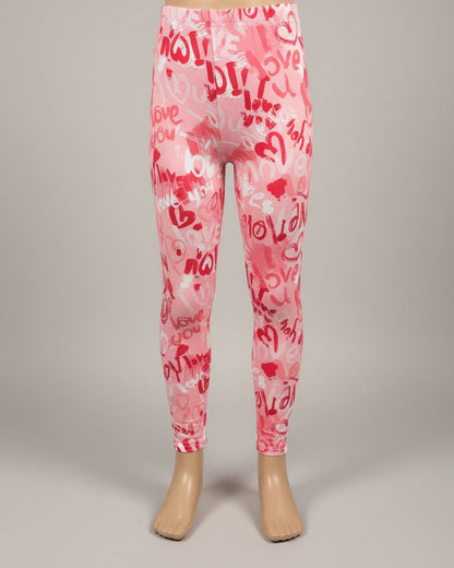 Girls 'I Love You' design full length leggings