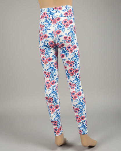 White floral leggings