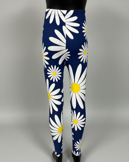 Girls blue daisy leggings