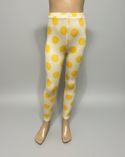 Yellow dots design full length stretch leggings