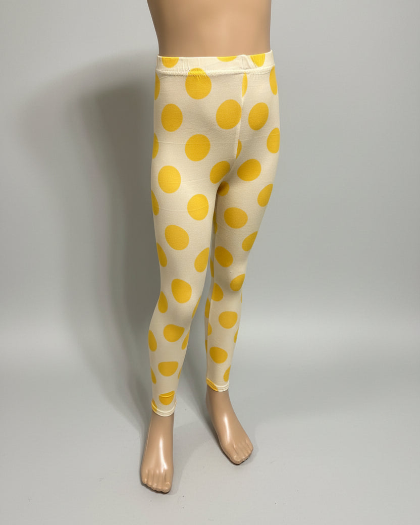 Yellow dots design full length stretch leggings