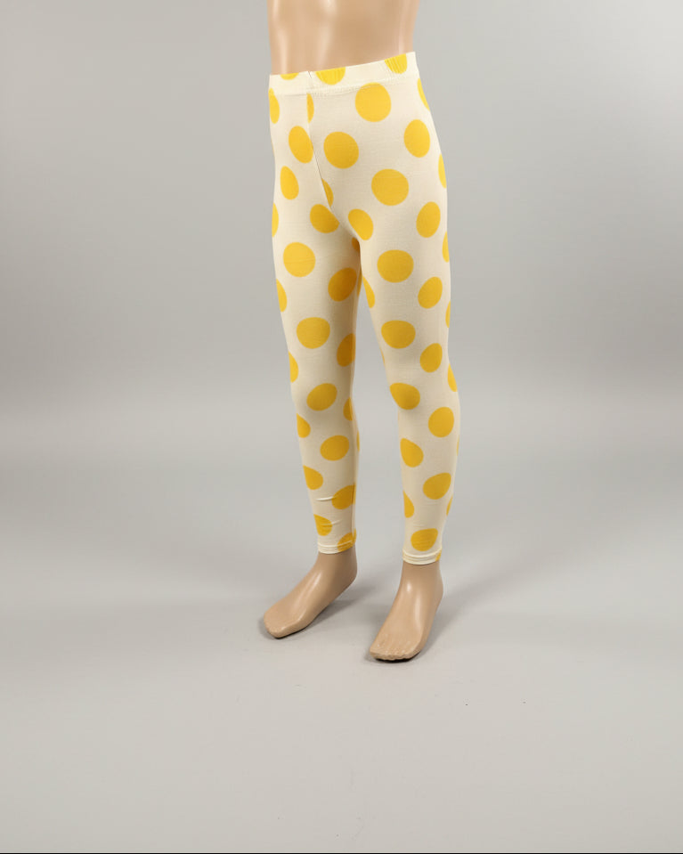 Yellow dots design full length stretch leggings