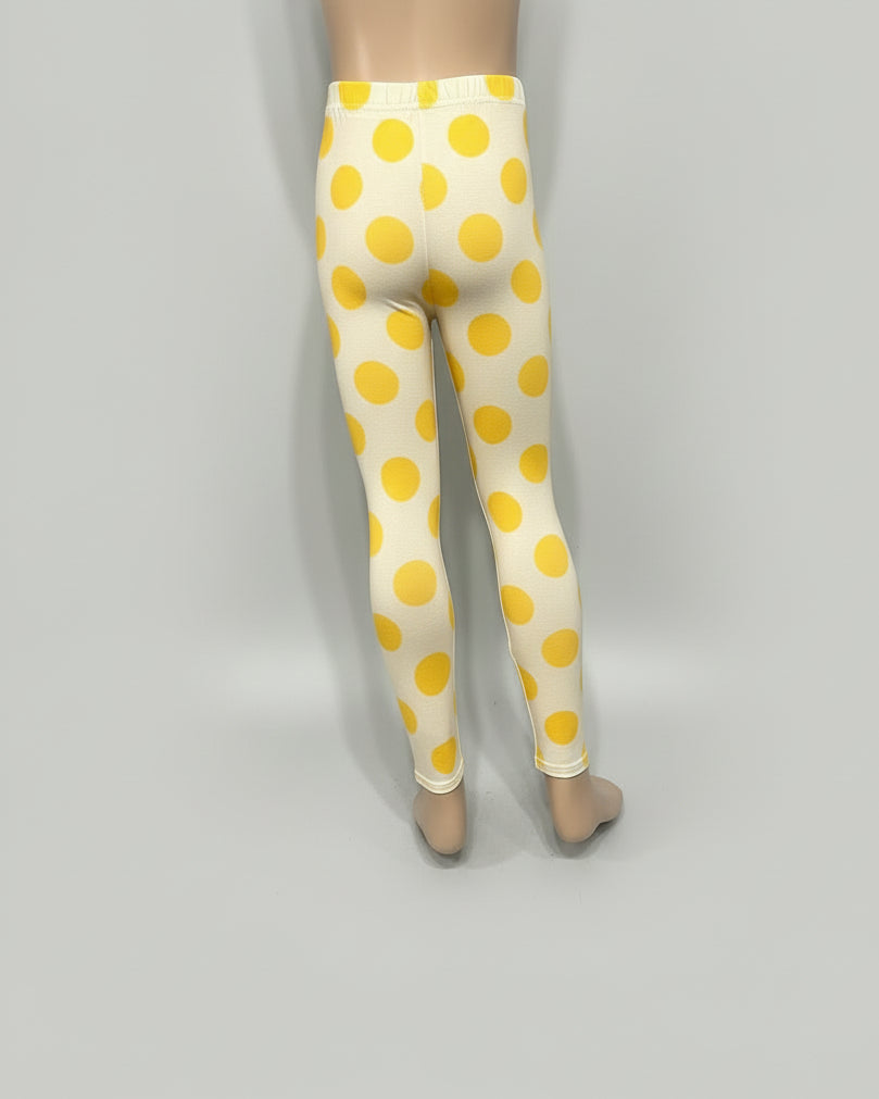Yellow dots design full length stretch leggings