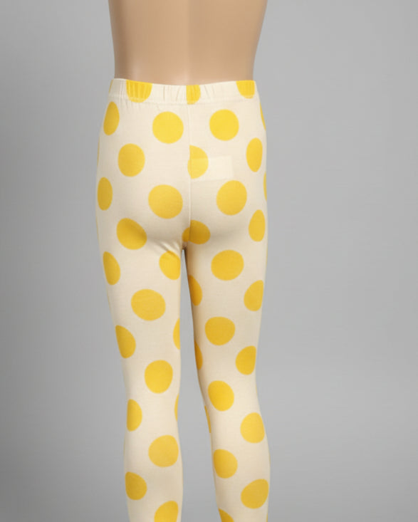 Yellow dots design full length stretch leggings
