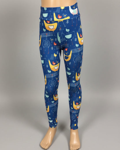 Hen & Chickens design full length stretch leggings