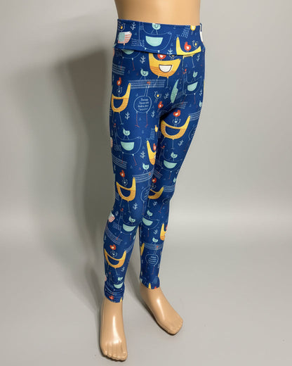 Hen & Chickens design full length stretch leggings