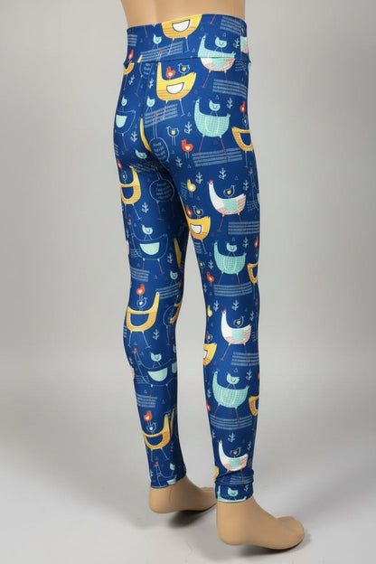 Hen & Chickens design full length stretch leggings