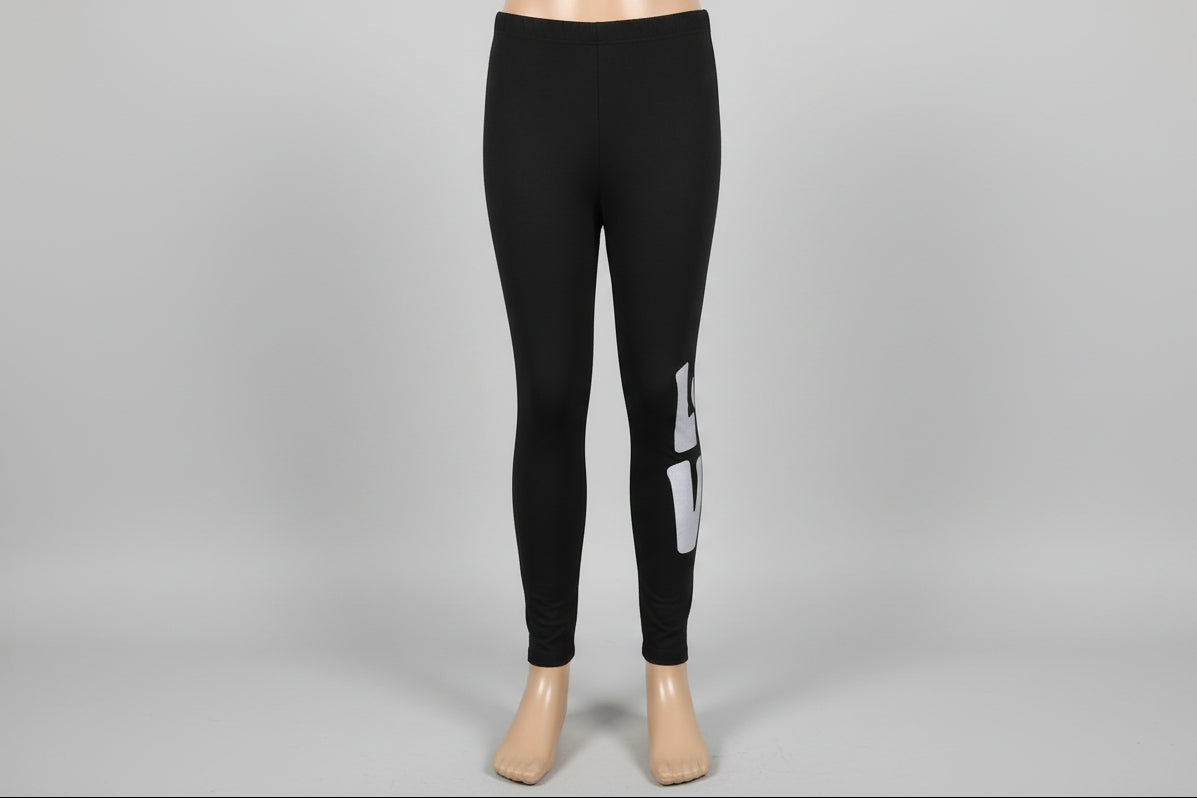 Black paw love design full length stretch leggings