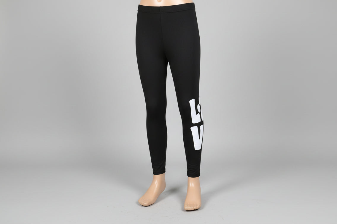 Black paw love design full length stretch leggings