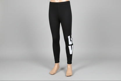Black paw love design full length stretch leggings