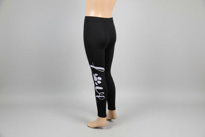 Black paw love design full length stretch leggings