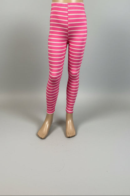 Pink stripe design full length leggings