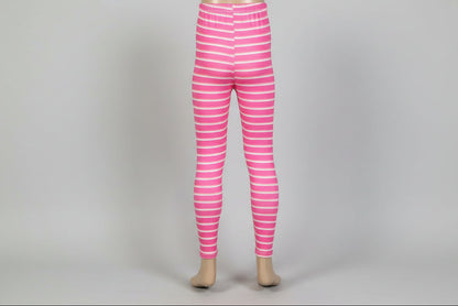 Pink stripe design full length leggings