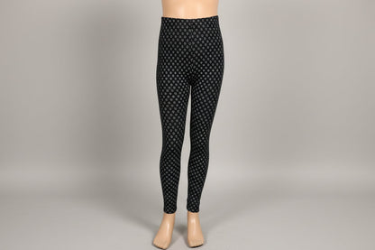 Black leggings with tiny white flowers design