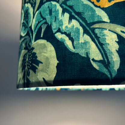 Leopard jungle velvet, drum lampshade /ceiling shade with a white lining