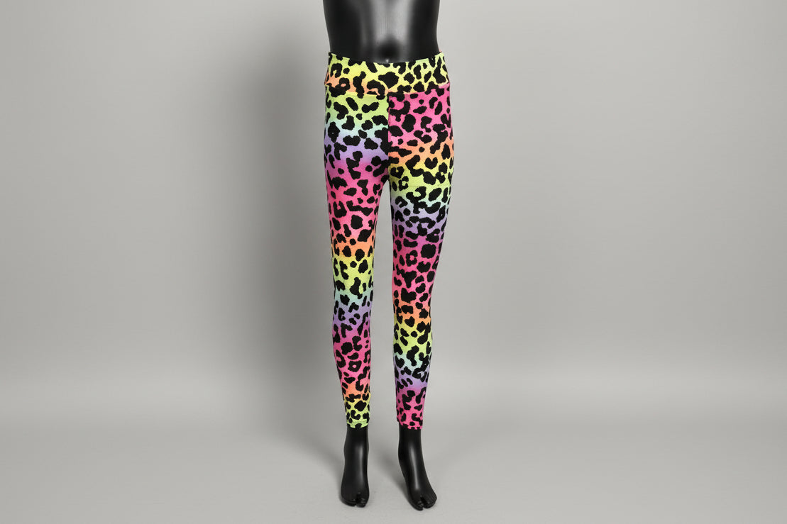 Neon rainbow leopard leggings