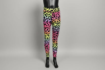 Neon rainbow leopard leggings