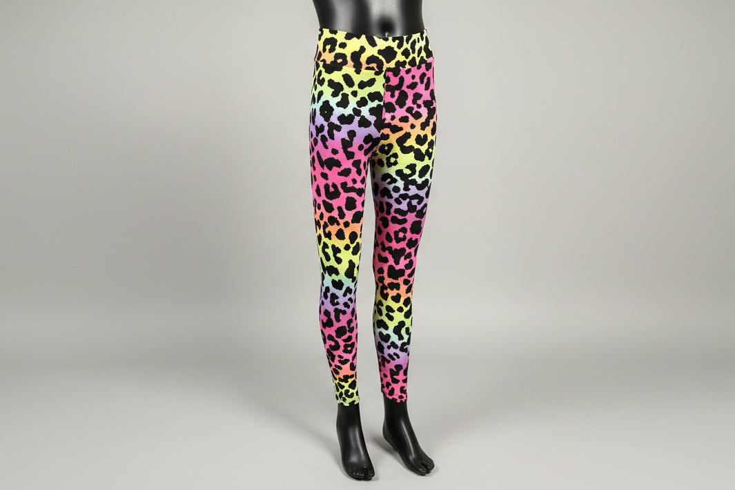 Neon rainbow leopard leggings
