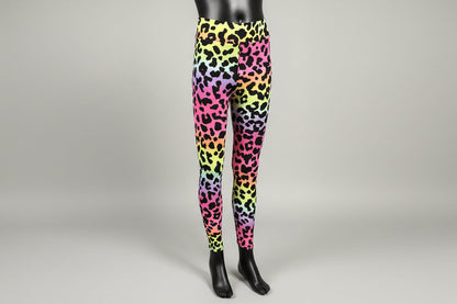 Neon rainbow leopard leggings