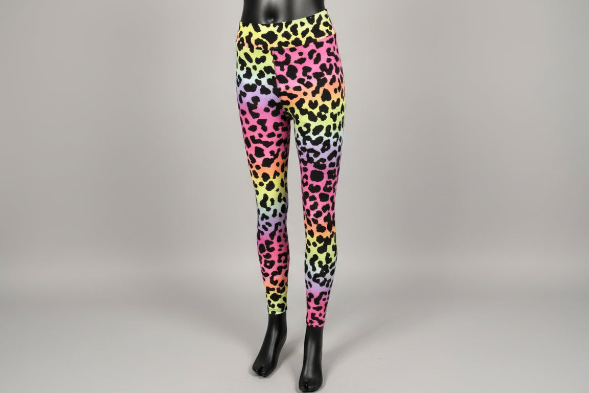 Neon rainbow leopard leggings