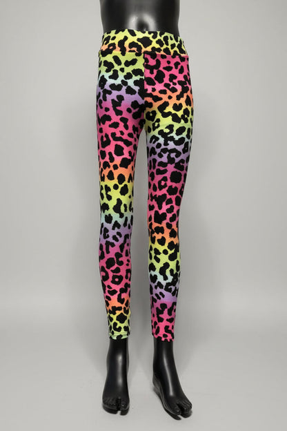 Neon rainbow leopard leggings
