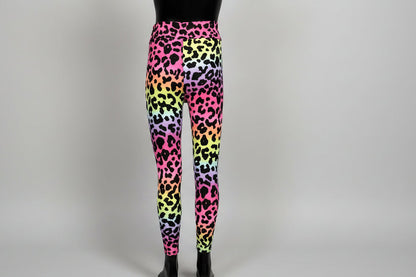 Neon rainbow leopard leggings