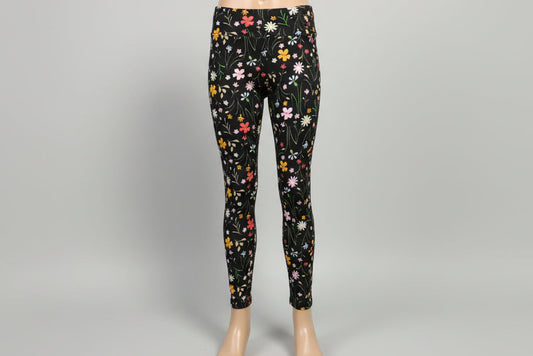 Black flower design soft leggings