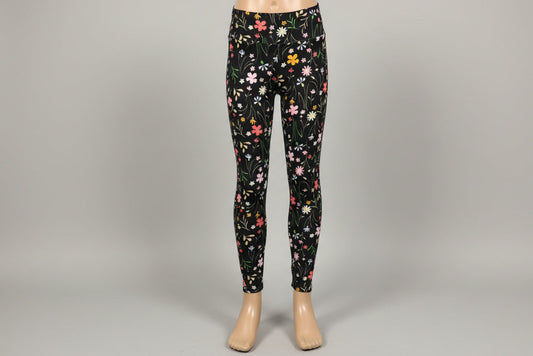 Black flower design soft leggings
