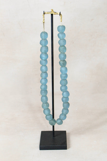Ghana Glass Beads Necklace, Light blue - 85.1