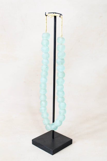 Ghana Glass Beads Necklace, Light blue - 85.3