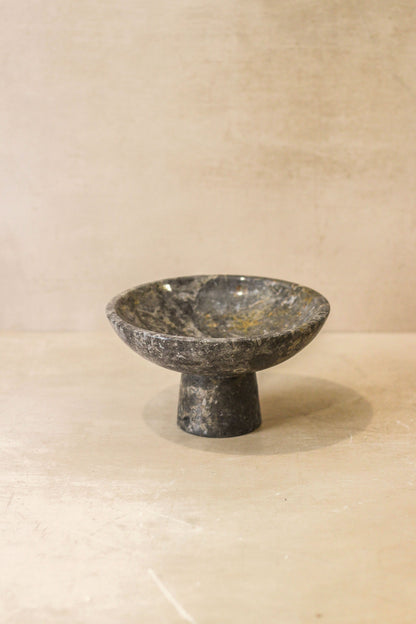 Marble Pedestal High Bowl - Black