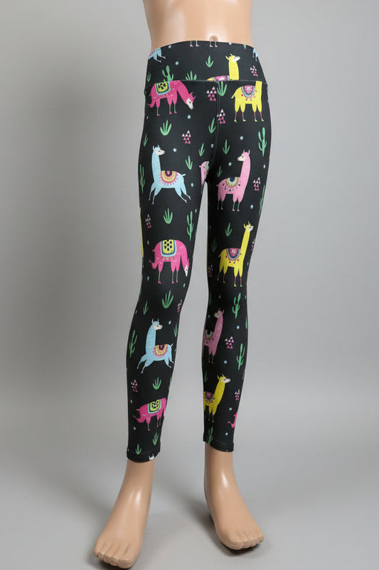 'Leisurely llama' design full length leggings