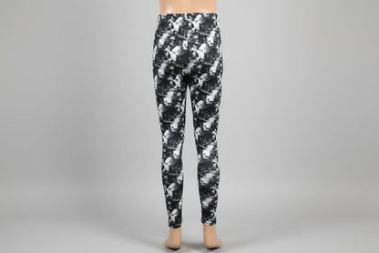 Monochrome diamond design full length stretch leggings