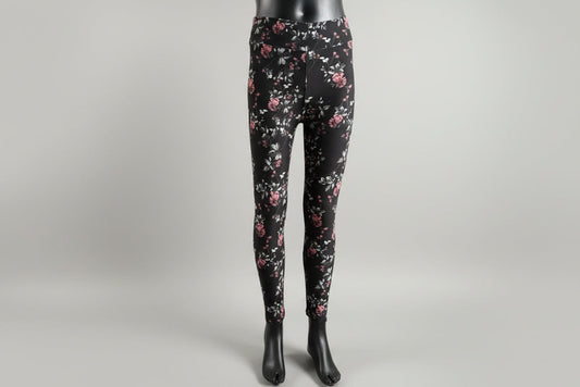 Soft, black floral leggings