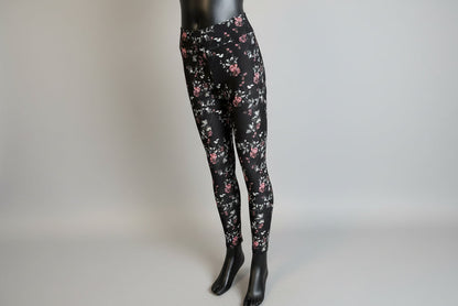 Soft, black floral leggings
