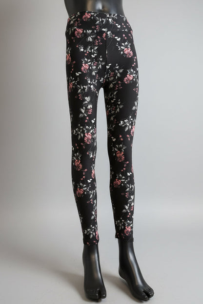 Soft, black floral leggings